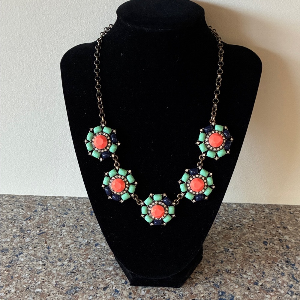 J. Crew Navy, Turquoise, & Orange necklace